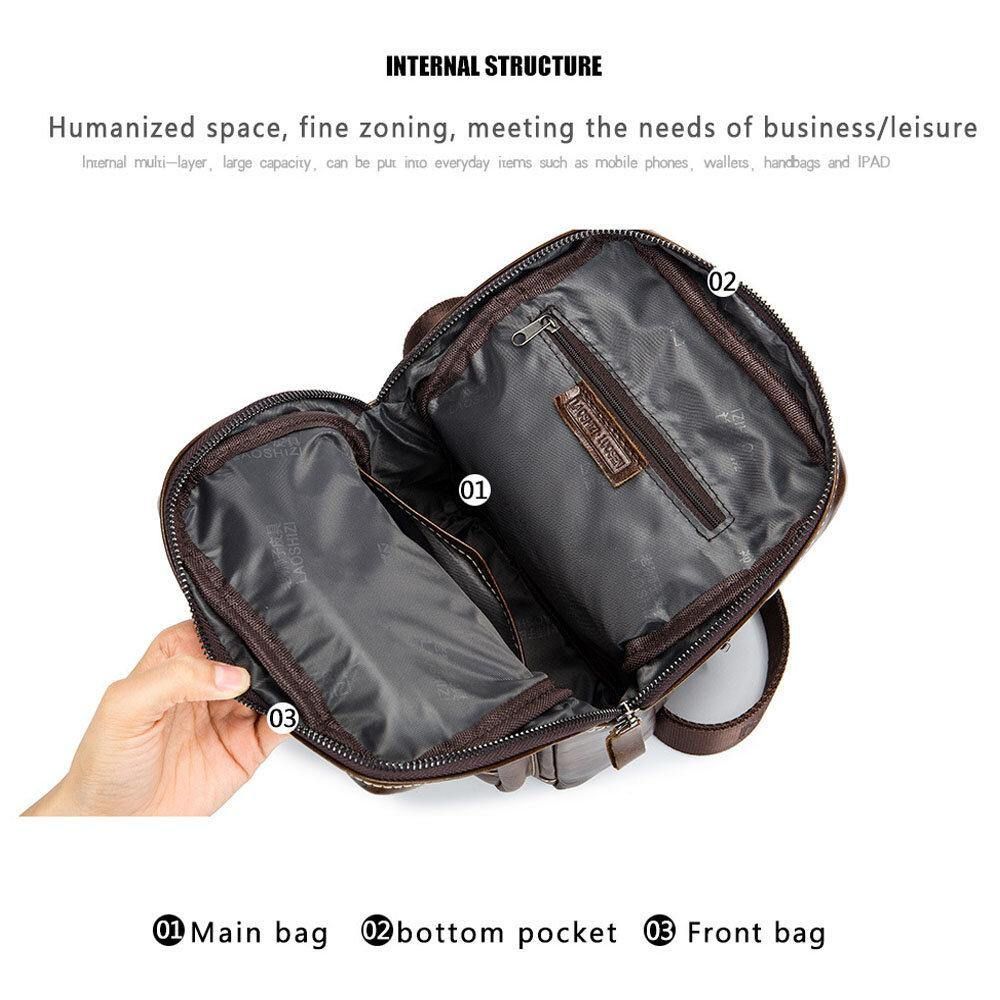 Herren Echtes Leder Gewachstes Leder Rindsleder Retro Fashion Business Brusttasche Umhängetasche