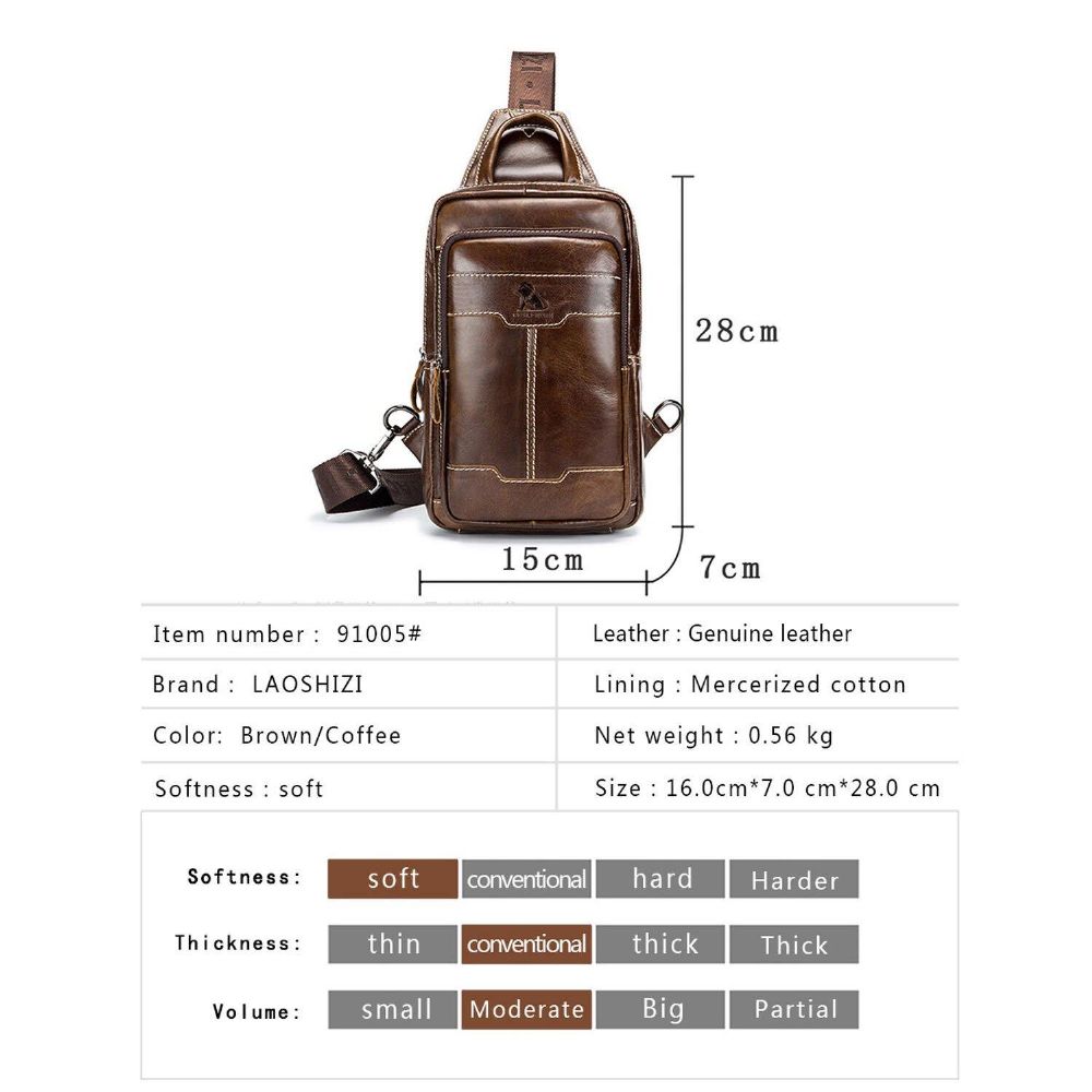 Herren Echtes Leder Gewachstes Leder Rindsleder Retro Fashion Business Brusttasche Umhängetasche