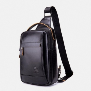 Herren Echtes Leder Retro Business Casual Einfarbig Leder Umhängetasche Umhängetasche Brusttasche