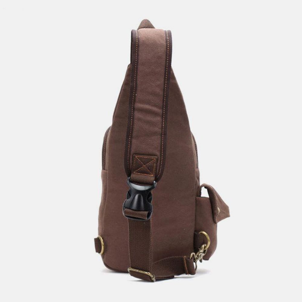 Herren Echtes Leder Und Segeltuch Reise Outdoor Tragetasche Persönliche Umhängetasche Brusttasche