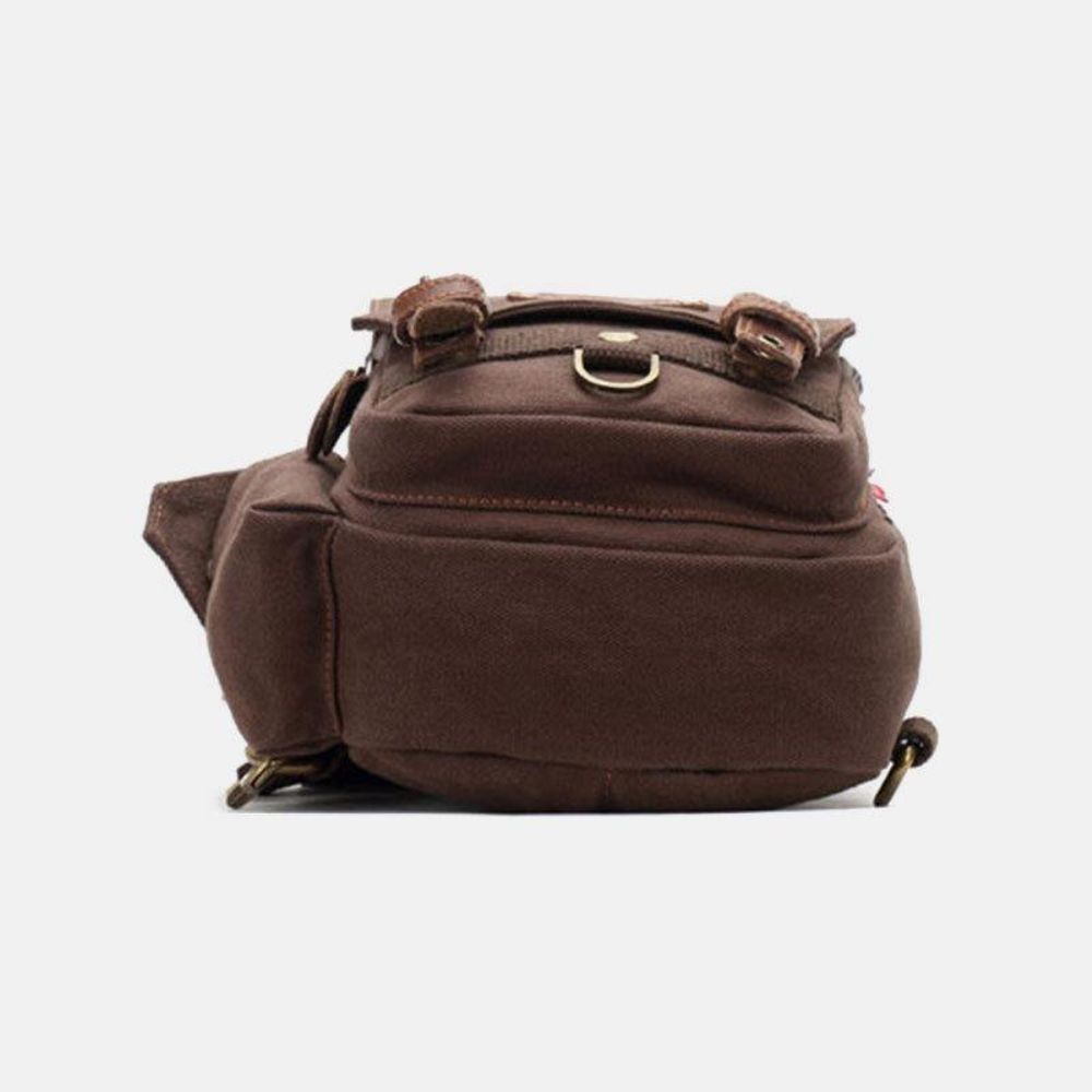 Herren Echtes Leder Und Segeltuch Reise Outdoor Tragetasche Persönliche Umhängetasche Brusttasche