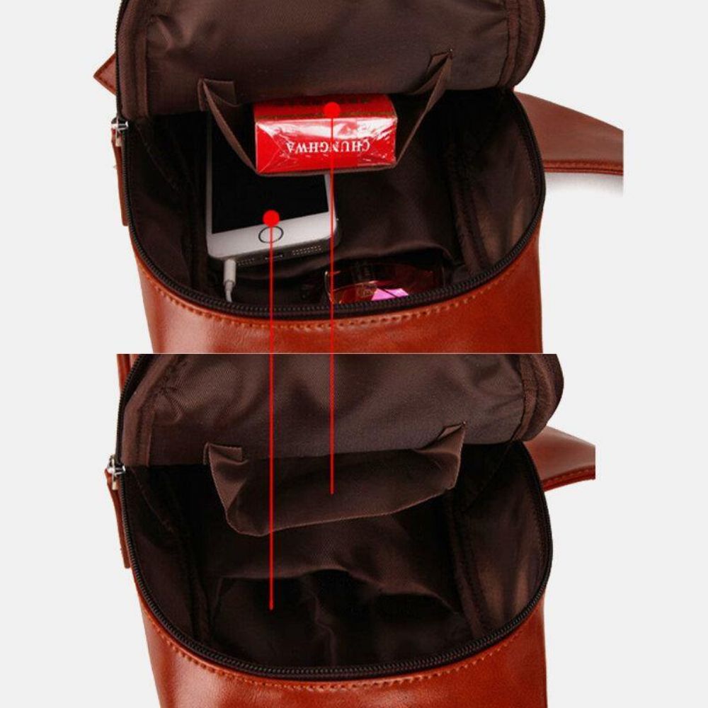 Herren Kunstleder Ölleder Business Casual Travel Wasserdichte Umhängetasche Brusttasche