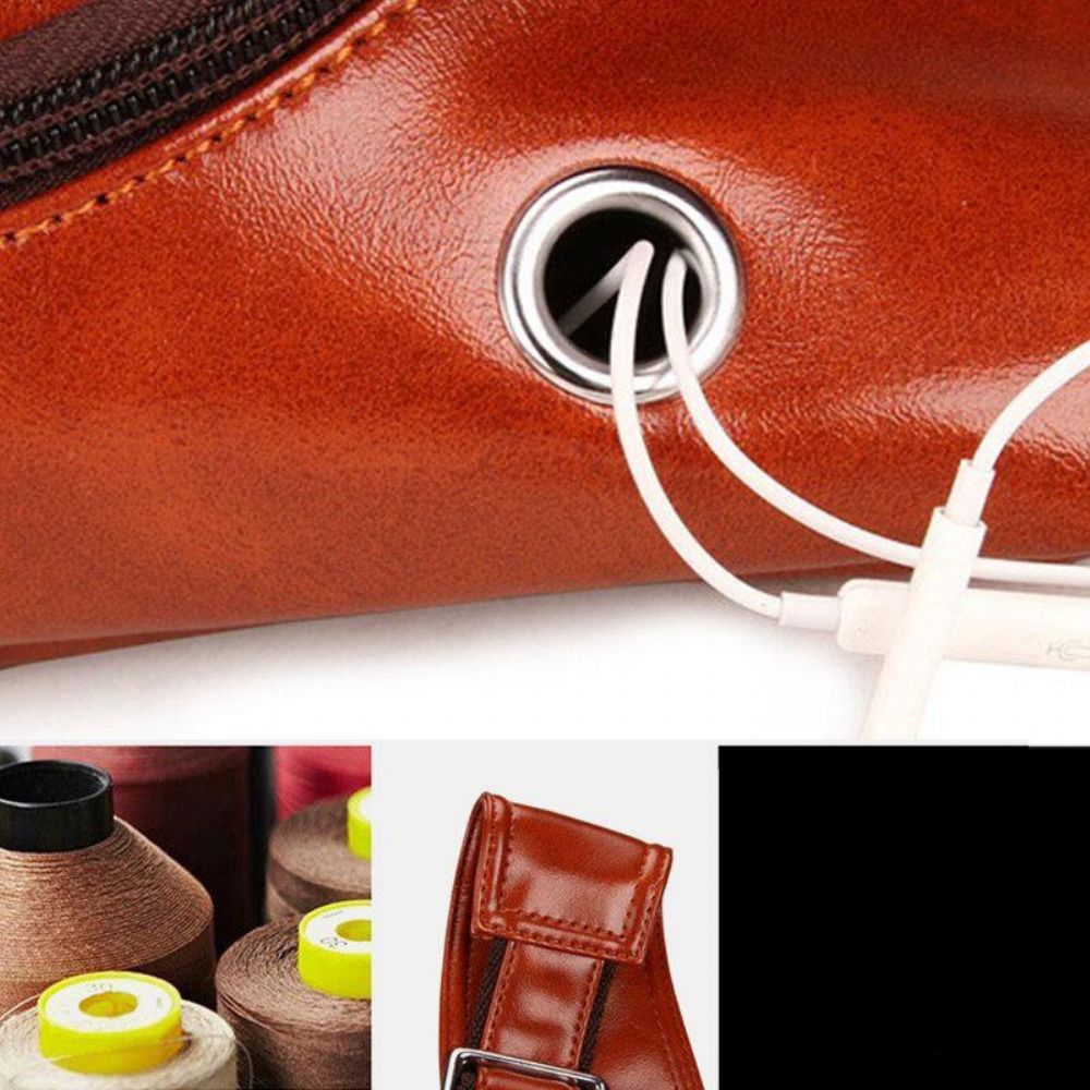 Herren Kunstleder Ölleder Business Casual Travel Wasserdichte Umhängetasche Brusttasche