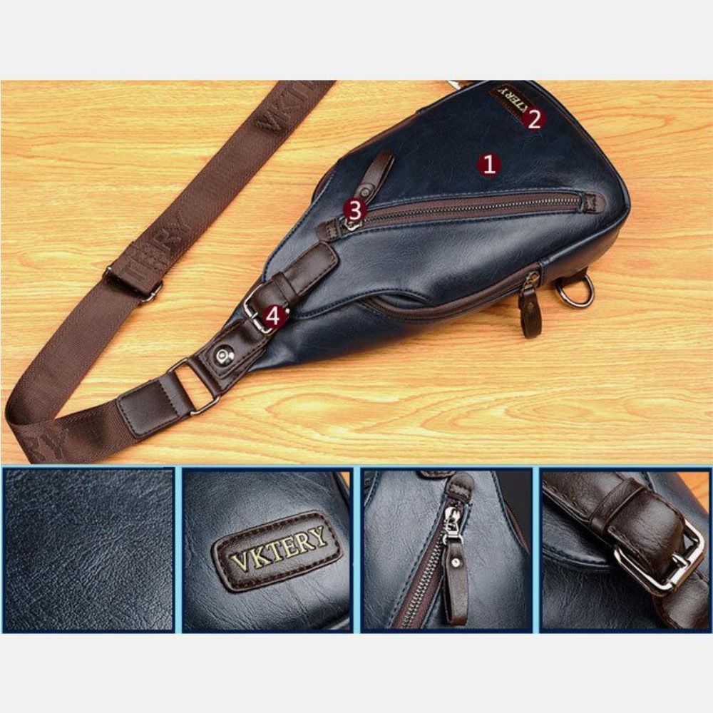 Herren Kunstleder Retro Business Travel Brusttasche Umhängetasche