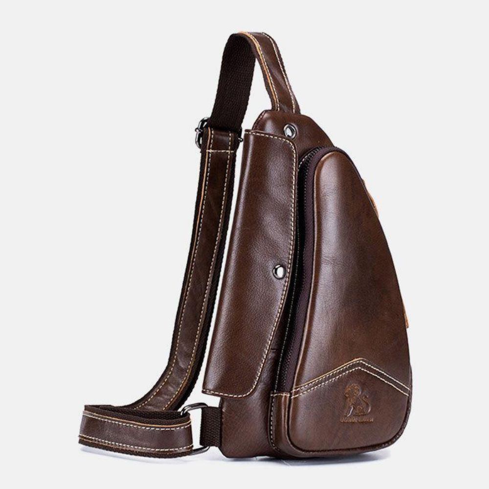 Männer Echtes Leder Rindsleder Dreieck Form Mode Retro Business Umhängetasche Brusttasche