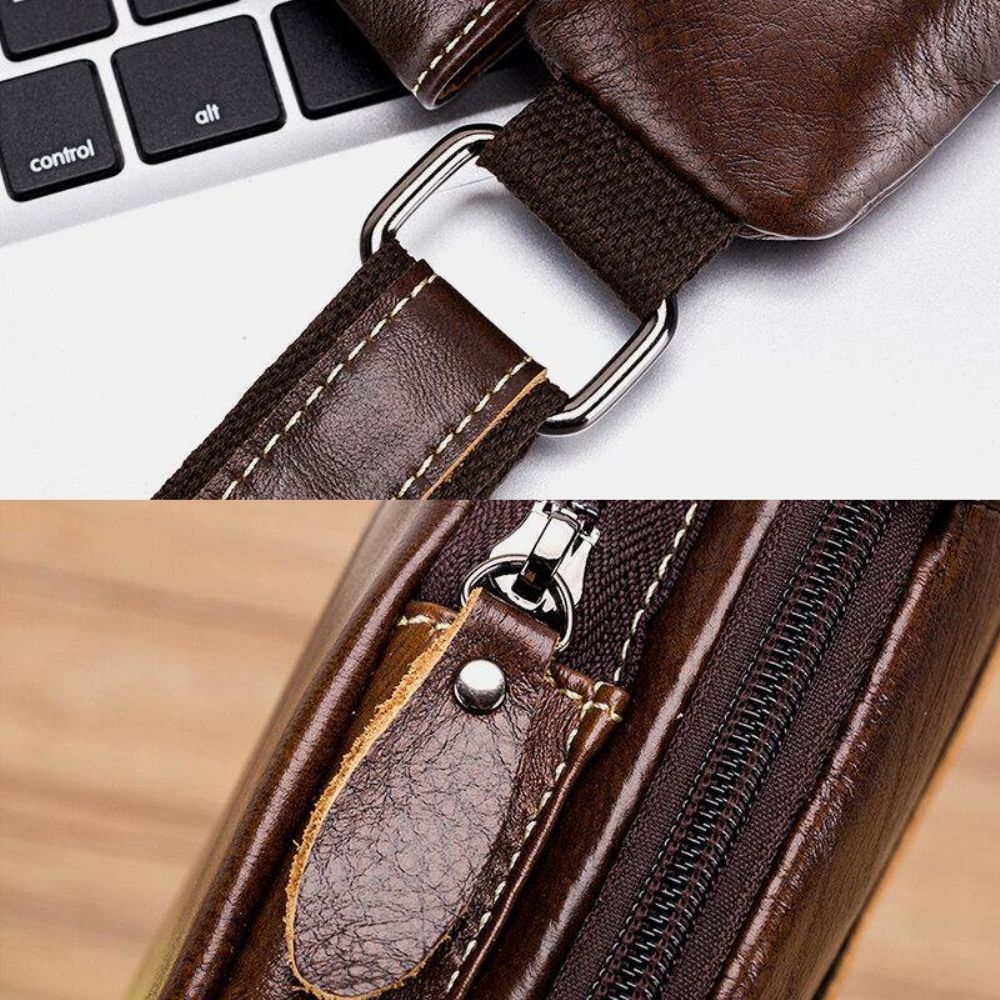 Männer Echtes Leder Rindsleder Dreieck Form Mode Retro Business Umhängetasche Brusttasche