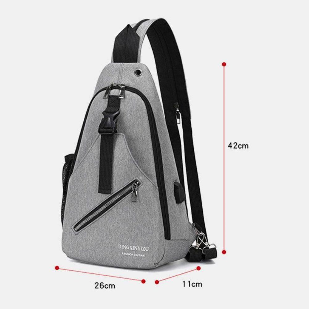 Männer Multifunktions Wasserdichte Usb Aufladbare Kopfhörer Loch Brusttaschen Rucksack Umhängetasche Umhängetaschen