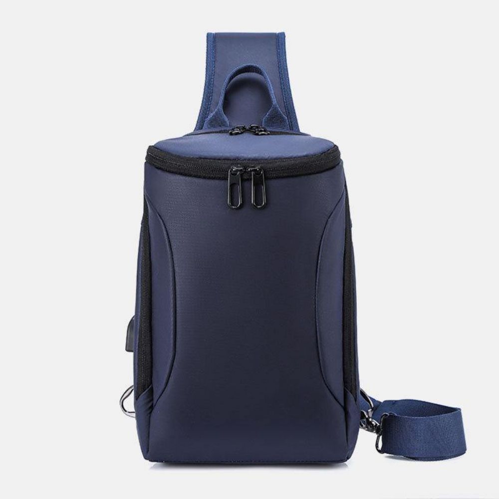 Männer Oxford Usb-Aufladung Anti-Diebstahl-Brusttasche Vielseitige Große Kapazität Wasserdichte Nacht-Reflexstreifen-Design Crossbody-Taschen