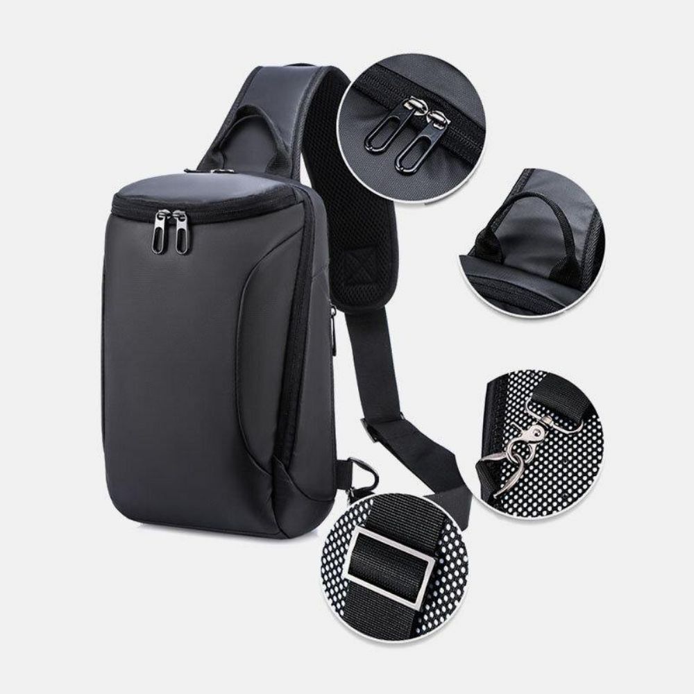 Männer Oxford Usb-Aufladung Anti-Diebstahl-Brusttasche Vielseitige Große Kapazität Wasserdichte Nacht-Reflexstreifen-Design Crossbody-Taschen