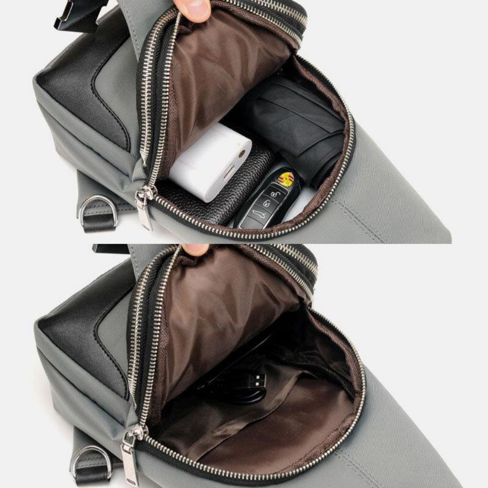 Männer Oxford Usb-Aufladung Wasserdicht Casual Outdoor Umhängetasche Brusttasche Sling Bag