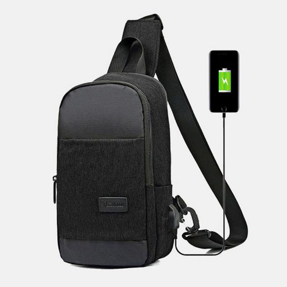 Männer Oxford Wasserdichte Große Kapazität Usb Lade Brusttasche Messenger Umhängetasche