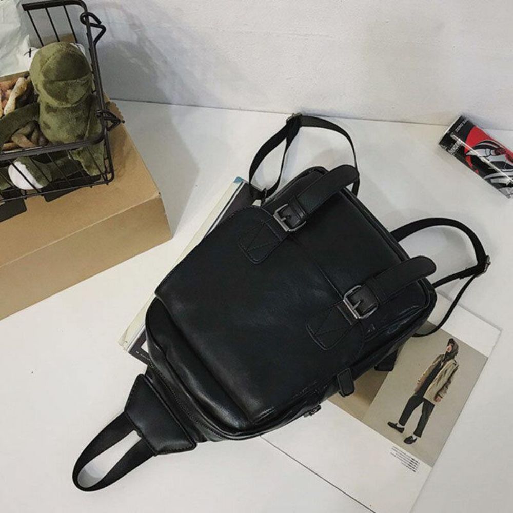 Männer Retro-Kopfhörerloch Multi-Carry-Usb-Aufladung Mehrschichtige Wasserdichte Umhängetasche Brusttasche Sling Bag