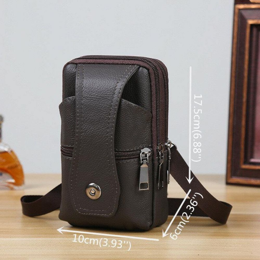 Herren Echtes Leder Business Multi-Carry 6.3 Zoll Handytasche Gürteltasche