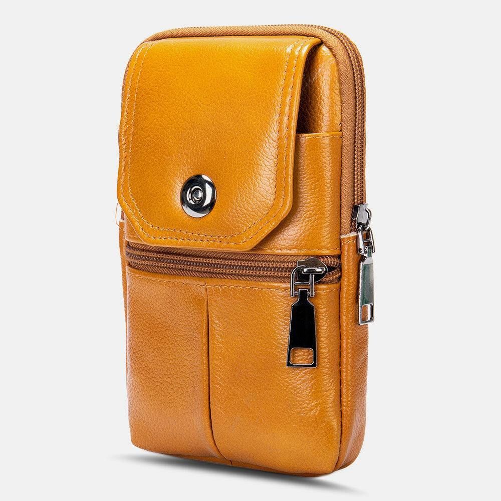 Herren Echtes Leder Multifunktional Vintage 6.3 Zoll Handytasche Kartenetui Rindsleder Gürteltasche