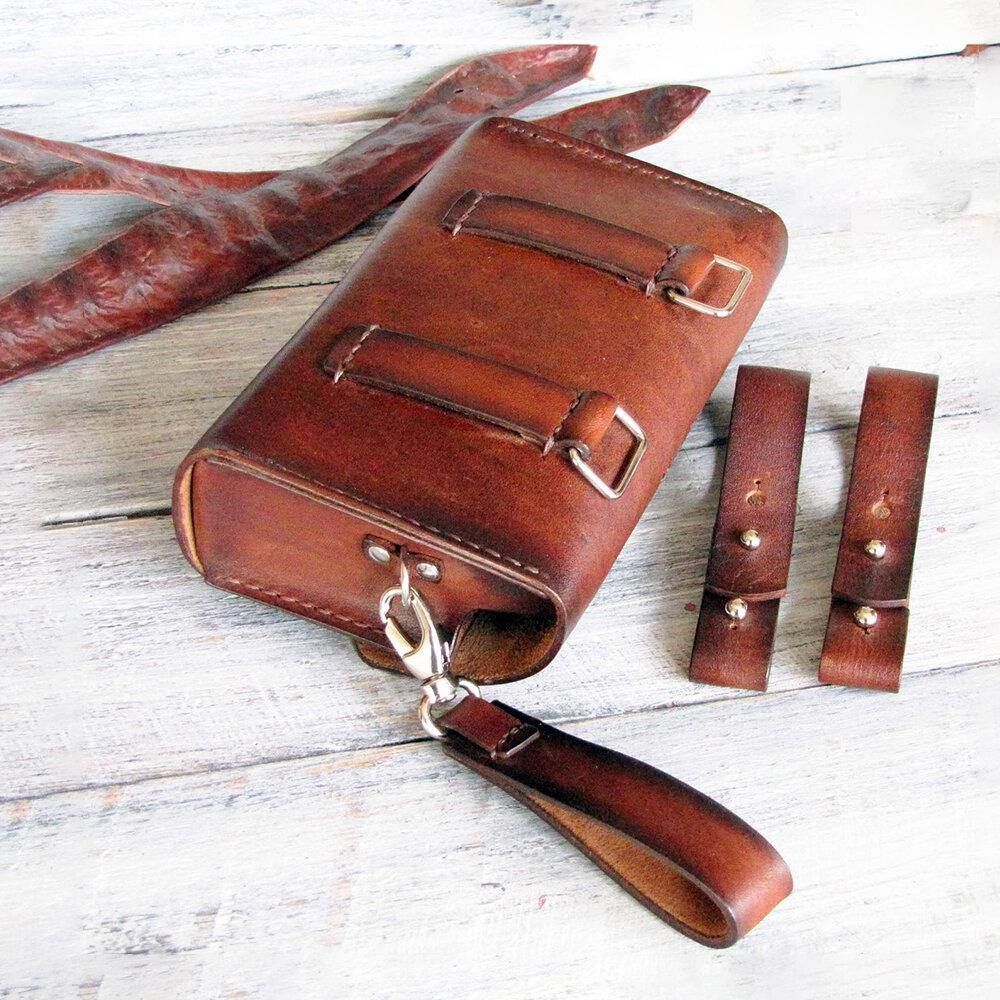 Herren Echtes Leder Multifunktions Vintage 6.3 Zoll Handytasche Handytasche Brieftaschen Geldbörse Hüfttaschen