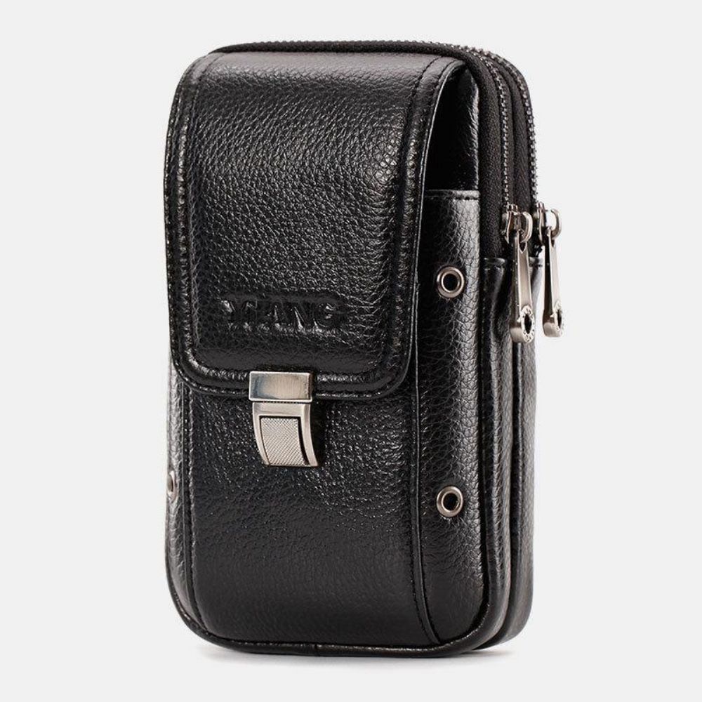 Herren Echtes Leder Retro Business 6.3 Zoll Handytasche Hängende Gürteltasche Mit Gürtelschlaufe