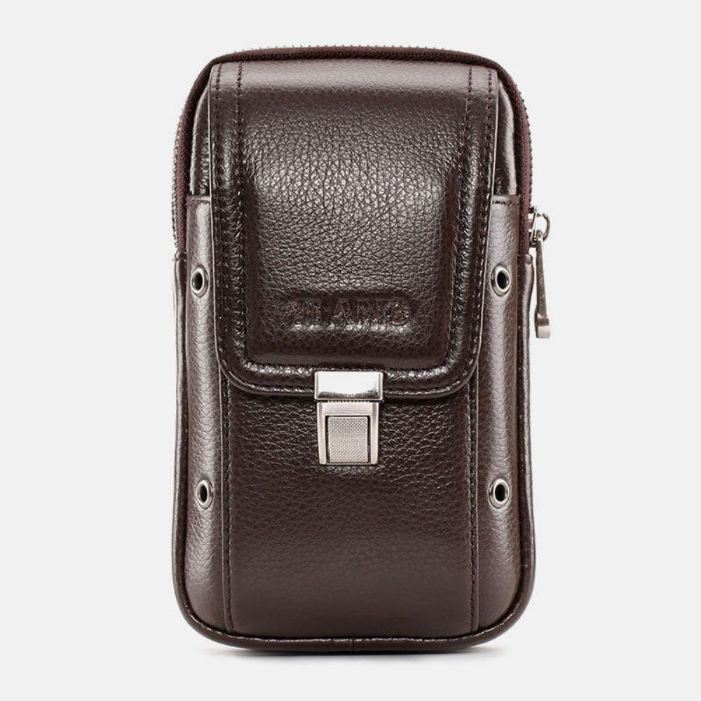 Herren Echtes Leder Retro Business 6.3 Zoll Handytasche Hängende Gürteltasche Mit Gürtelschlaufe