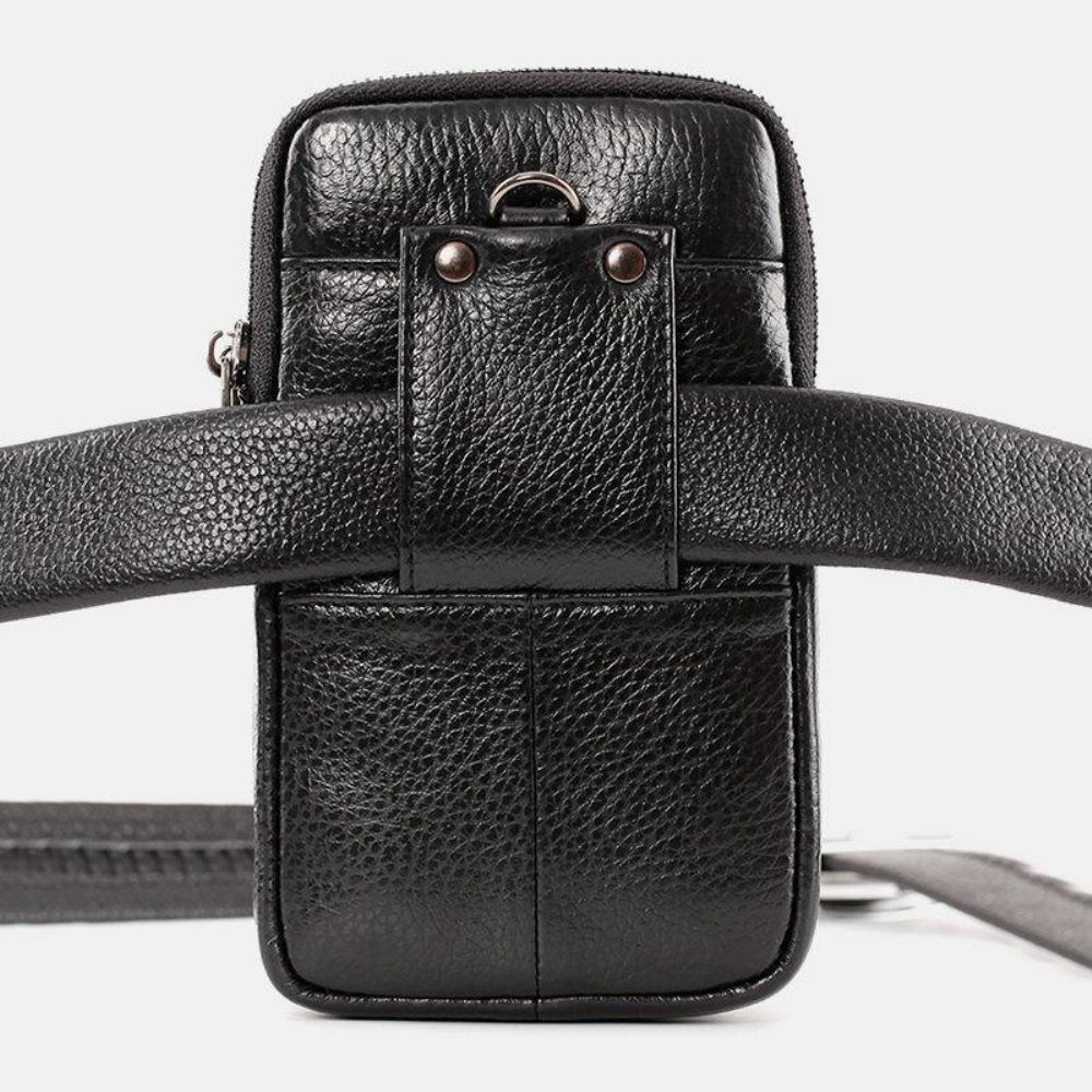 Herren Echtes Leder Retro Business 6.3 Zoll Handytasche Hängende Gürteltasche Mit Gürtelschlaufe