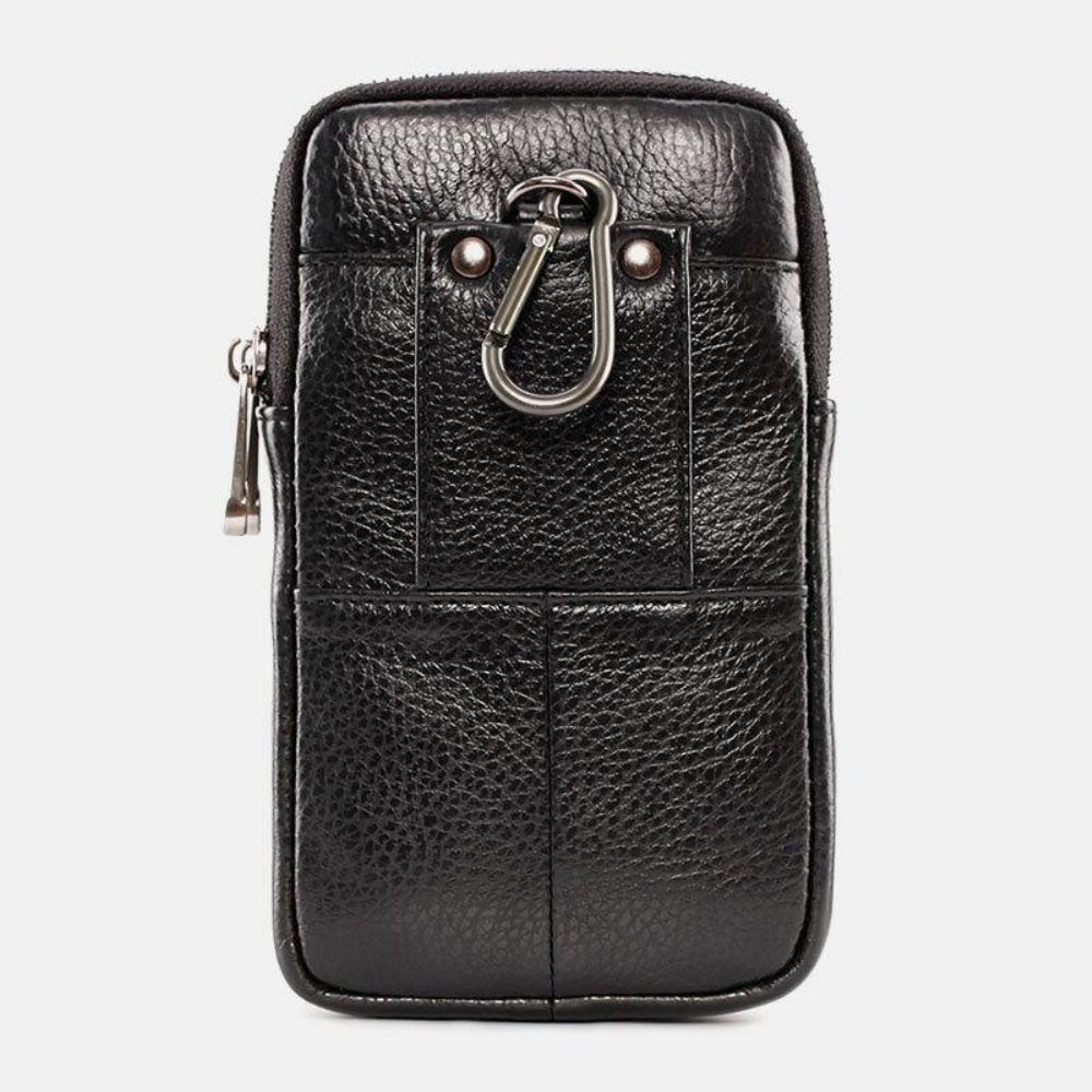 Herren Echtes Leder Retro Business 6.3 Zoll Handytasche Hängende Gürteltasche Mit Gürtelschlaufe