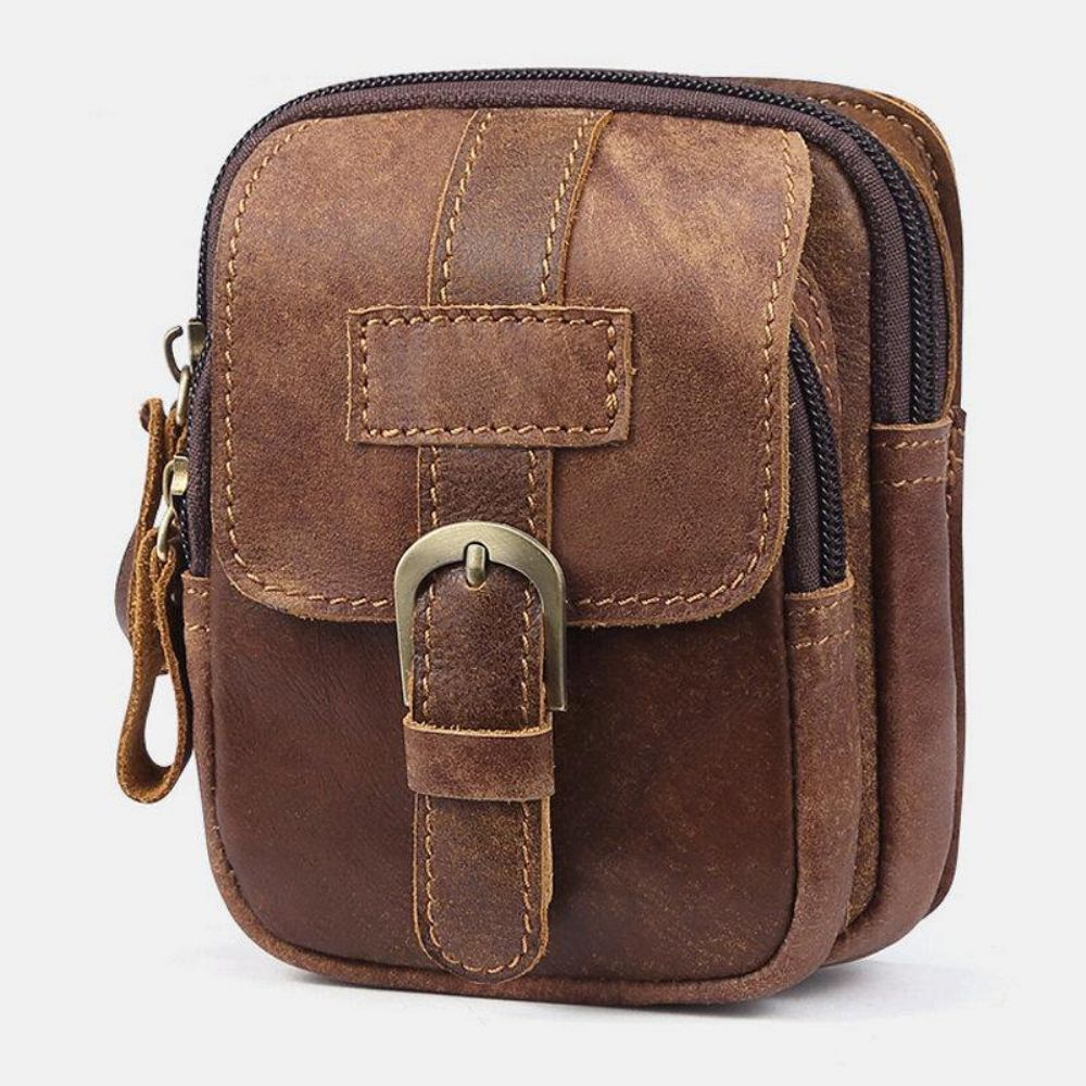 Herren Echtes Leder Retro Business Leder Sport 4.7 Zoll Handytasche Gürteltasche Mit Gürtelschlaufe