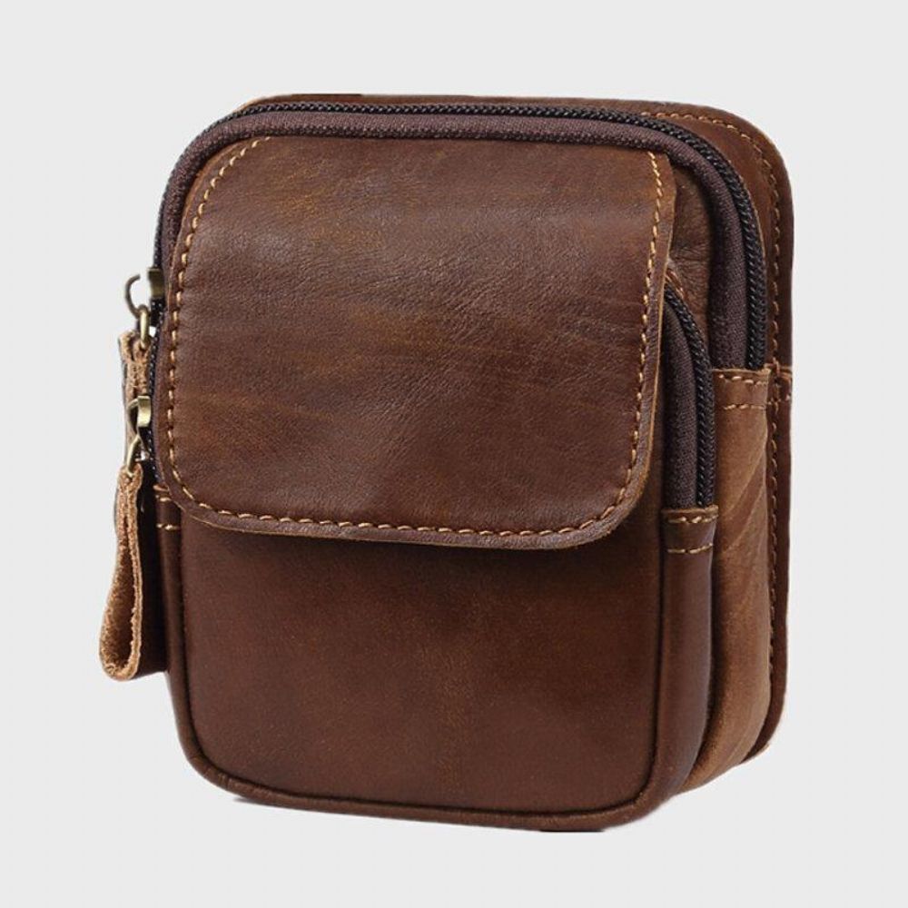 Herren Echtes Leder Retro Business Leder Sport 4.7 Zoll Handytasche Gürteltasche Mit Gürtelschlaufe