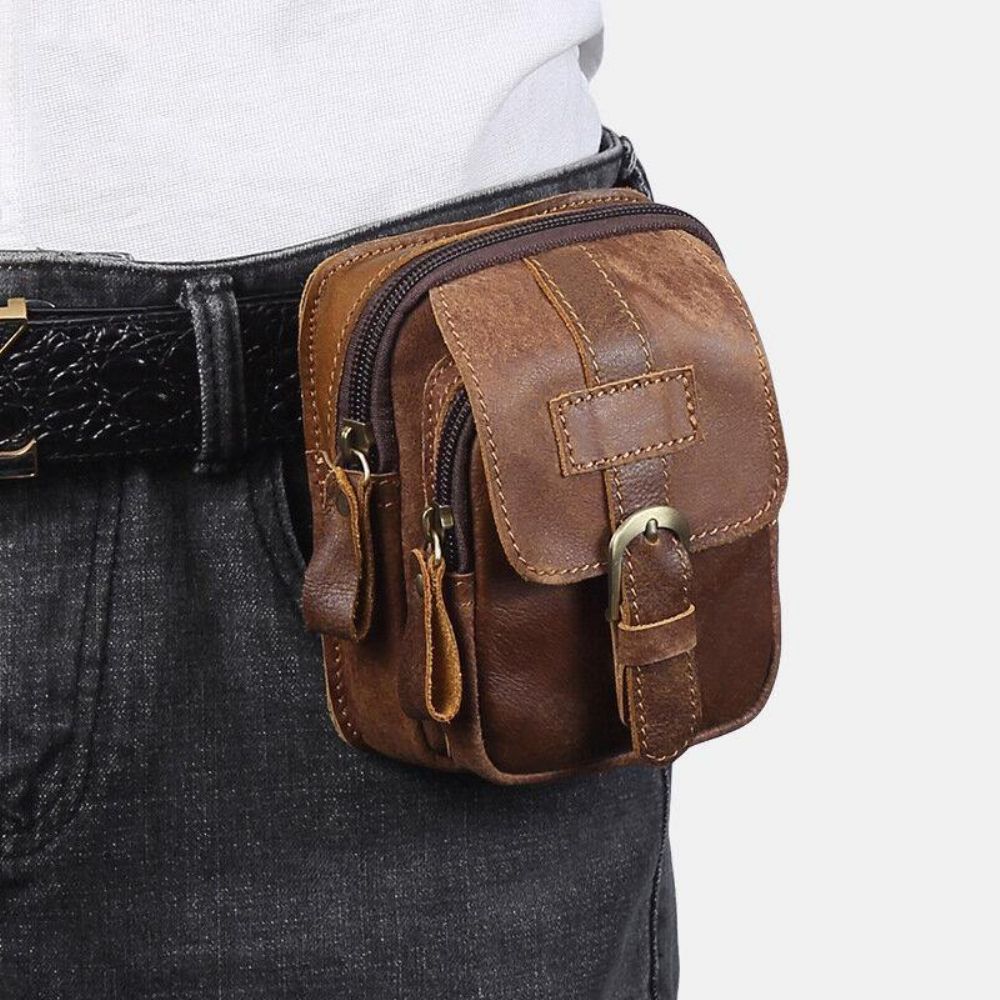 Herren Echtes Leder Retro Business Leder Sport 4.7 Zoll Handytasche Gürteltasche Mit Gürtelschlaufe