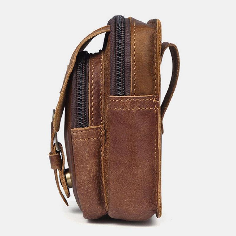 Herren Echtes Leder Retro Business Leder Sport 4.7 Zoll Handytasche Gürteltasche Mit Gürtelschlaufe