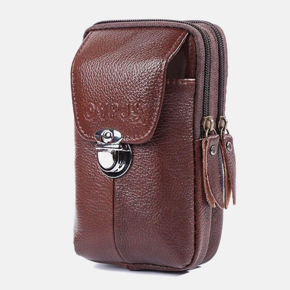 Herren Echtes Leder Retro Business Wasserdicht 6.3 Zoll Handytasche Gürteltasche Mit Gürtelschlaufe