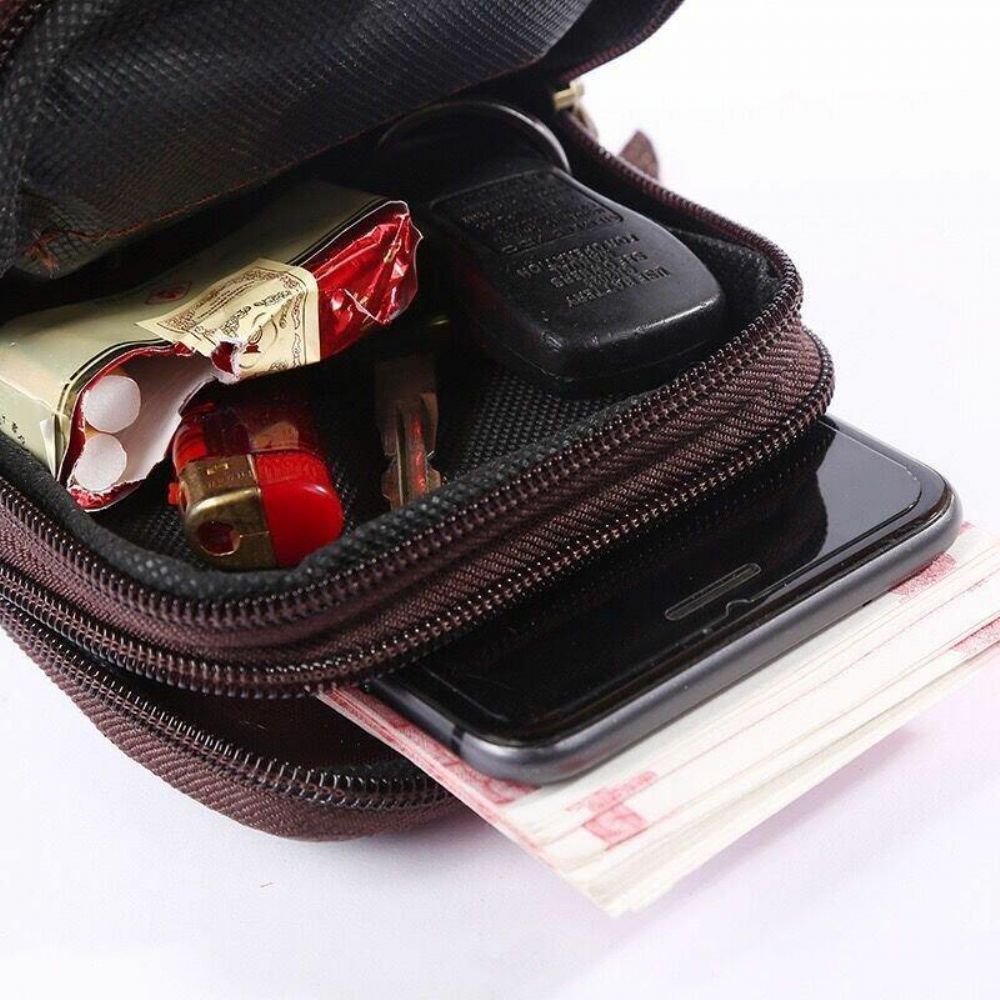 Herren Echtes Leder Retro Business Wasserdicht 6.3 Zoll Handytasche Gürteltasche Mit Gürtelschlaufe