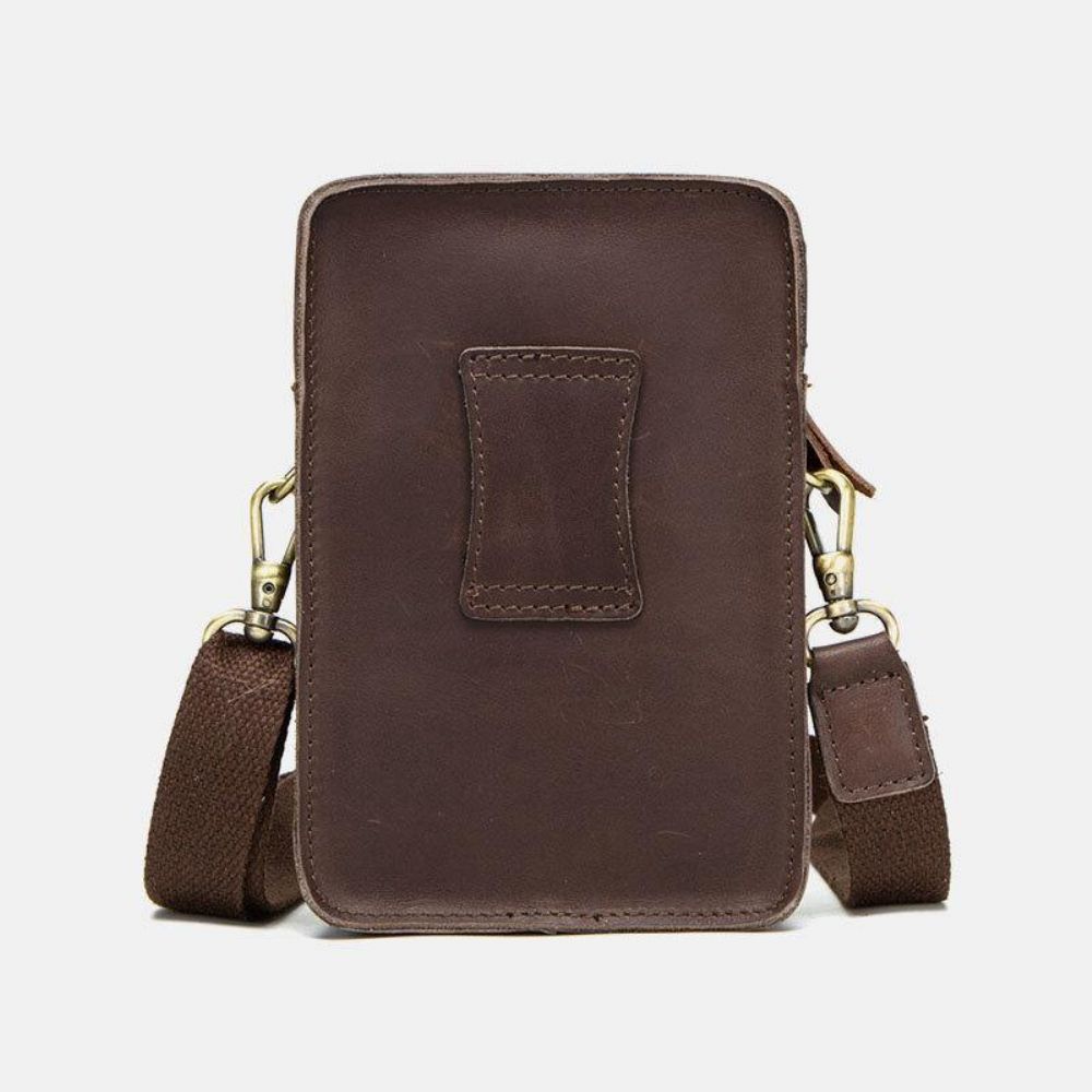 Herren Echtes Leder Retro Casual Outdoor Multi-Carry Handytasche Umhängetasche Gürteltasche Für 5.8 Zoll Telefon