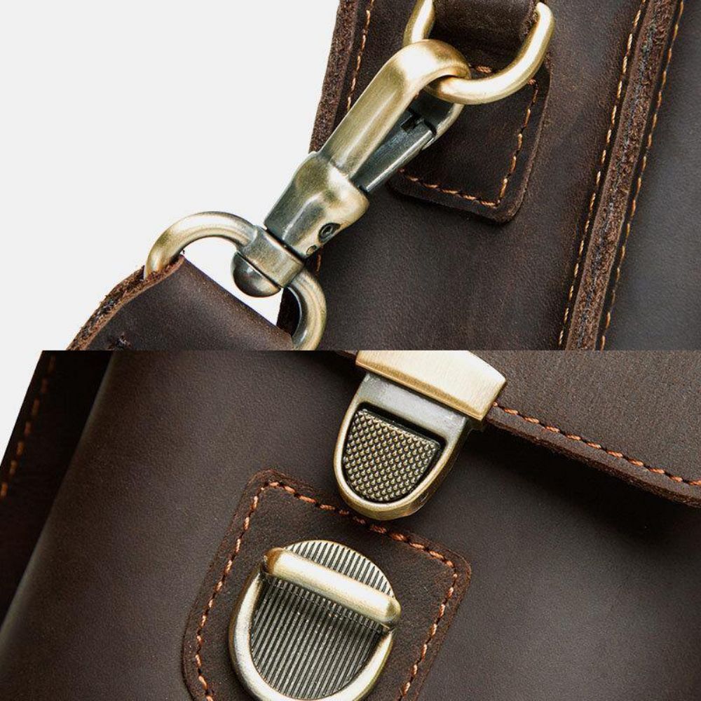 Herren Echtes Leder Retro Casual Outdoor Multi-Carry Handytasche Umhängetasche Gürteltasche Für 5.8 Zoll Telefon