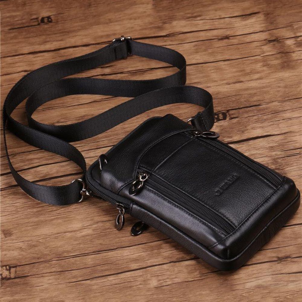 Herren Echtes Leder Rindsleder 6-7 Zoll Handytasche Multi-Carry Umhängetasche Gürteltasche Mit Gürtelschlaufe