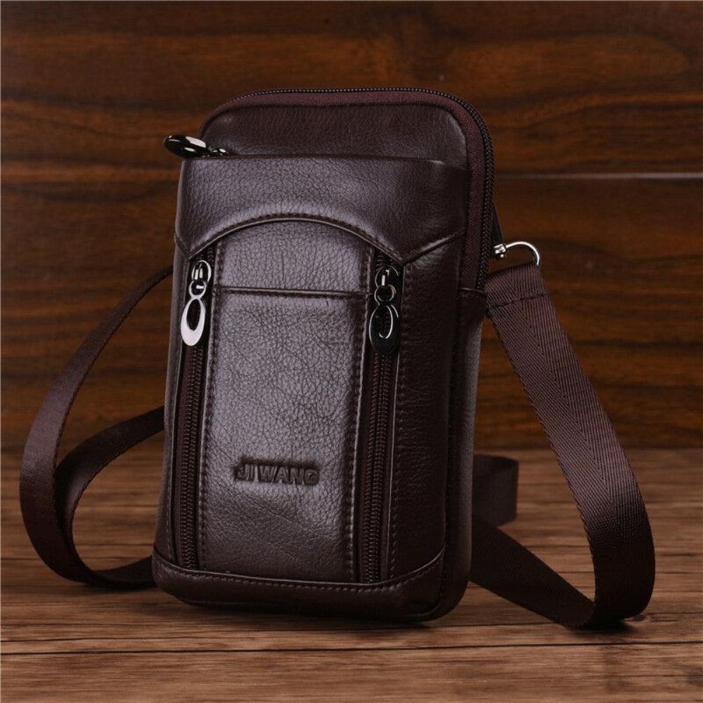 Herren Echtes Leder Rindsleder 6-7 Zoll Handytasche Multi-Carry Umhängetasche Gürteltasche Mit Gürtelschlaufe