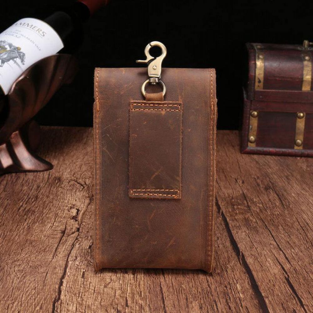 Herren Echtes Leder Wasserdicht Vintage Casual 5.8 Zoll Handytasche Rindsleder Gürteltasche Mit Haken