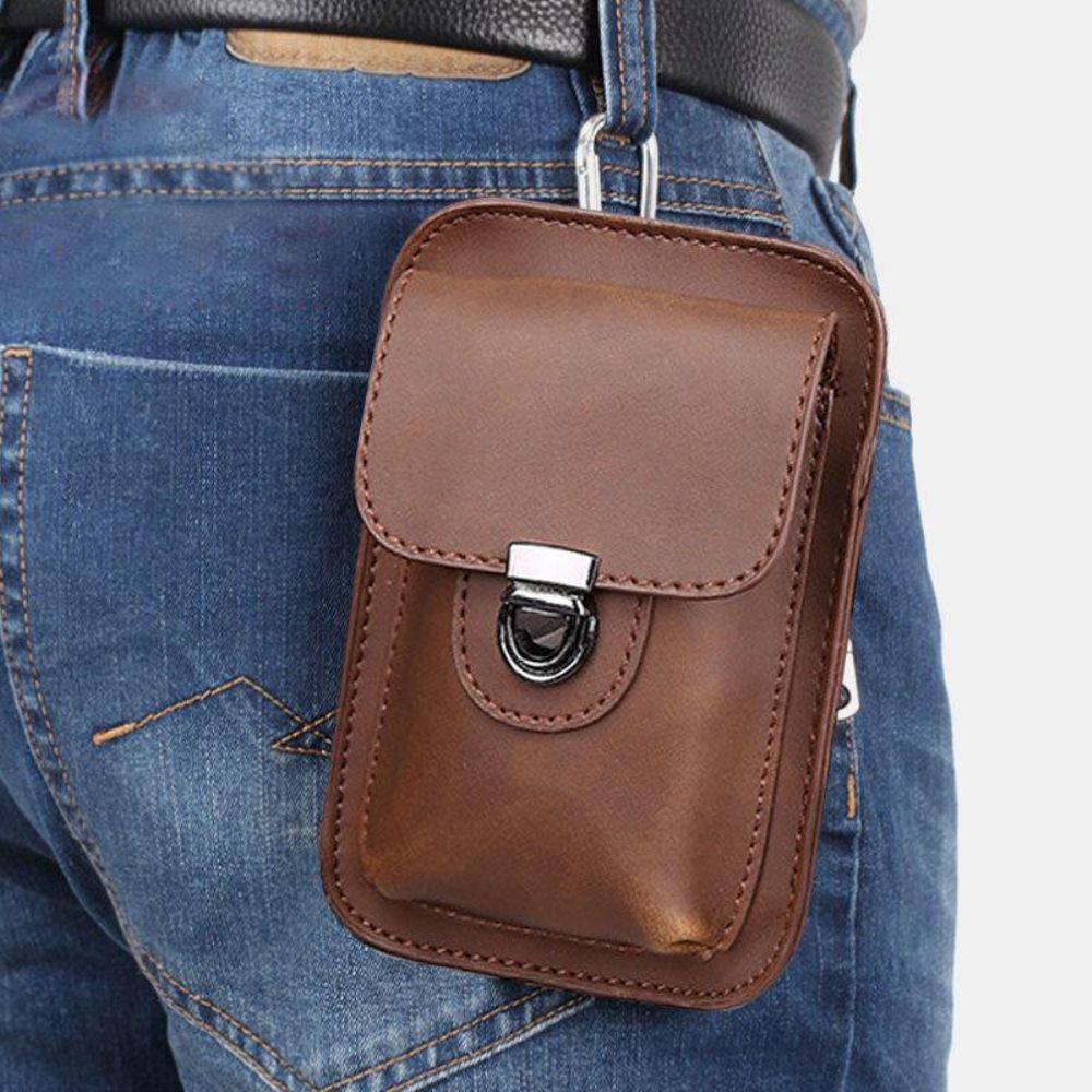 Herren Kunstleder Mini Casual Multi-Carry Taille Hängend 6.3 Zoll Handytasche Schulter Umhängetasche Mit Gürtelschlaufe