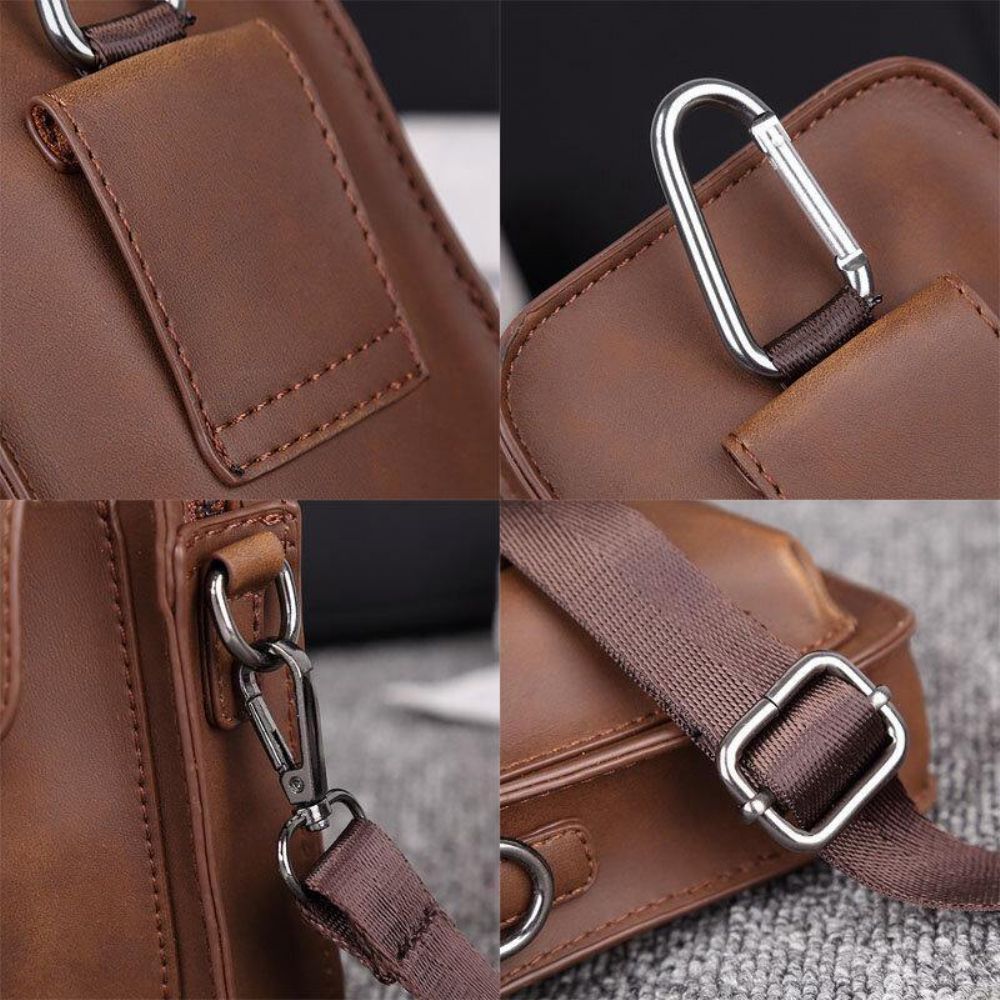 Herren Kunstleder Mini Casual Multi-Carry Taille Hängend 6.3 Zoll Handytasche Schulter Umhängetasche Mit Gürtelschlaufe