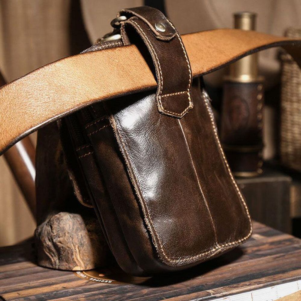 Herren Multifunktionale Große Kapazität 6.3 Zoll Handytasche Echtes Leder Gürteltasche Verschleißfeste Gürteltasche Mit Haken