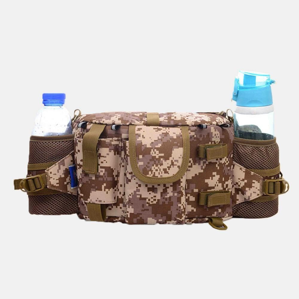 Herren Nylon Camouflage Große Kapazität Multifunktionale Multi-Pocket Atmungsaktive Outdoor Angeltasche Rucksack Gürteltasche