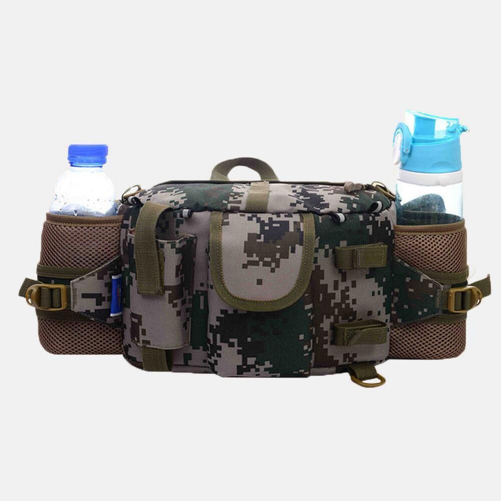 Herren Nylon Camouflage Große Kapazität Multifunktionale Multi-Pocket Atmungsaktive Outdoor Angeltasche Rucksack Gürteltasche