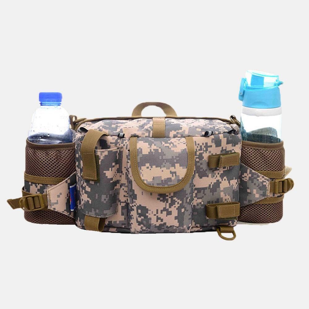 Herren Nylon Camouflage Große Kapazität Multifunktionale Multi-Pocket Atmungsaktive Outdoor Angeltasche Rucksack Gürteltasche