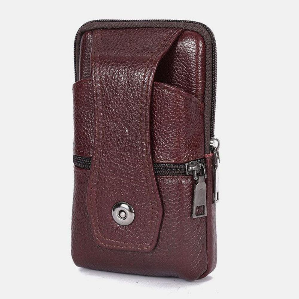 Herren Strapazierfähige Klappe Magnetknopf Design Gürteltasche Atmungsaktive Tasteless Gürteltasche 6.5 Zoll Handytasche Umhängetaschen Mit Schultergurt