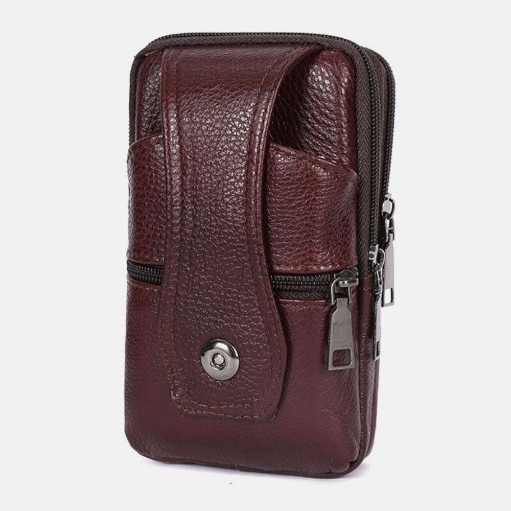 Herren Strapazierfähige Klappe Magnetknopf Design Gürteltasche Atmungsaktive Tasteless Gürteltasche 6.5 Zoll Handytasche Umhängetaschen Mit Schultergurt