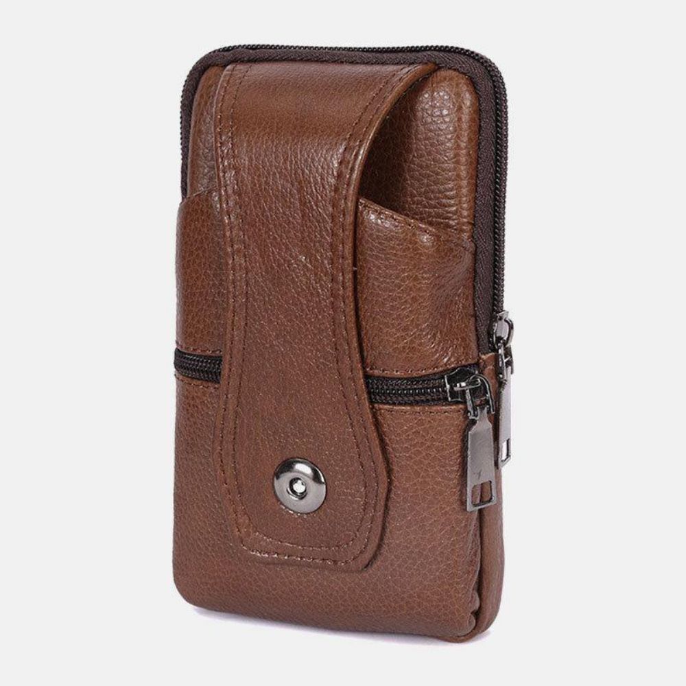 Herren Strapazierfähige Klappe Magnetknopf Design Gürteltasche Atmungsaktive Tasteless Gürteltasche 6.5 Zoll Handytasche Umhängetaschen Mit Schultergurt