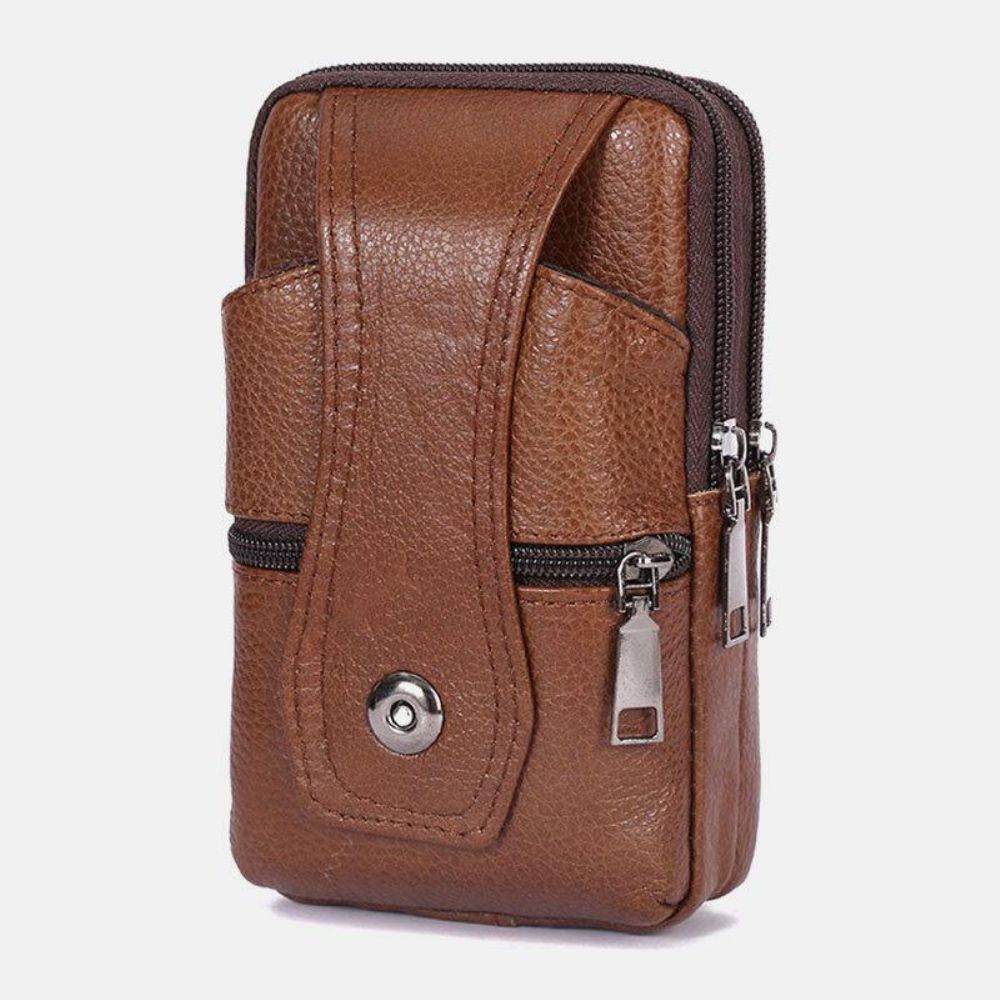 Herren Strapazierfähige Klappe Magnetknopf Design Gürteltasche Atmungsaktive Tasteless Gürteltasche 6.5 Zoll Handytasche Umhängetaschen Mit Schultergurt