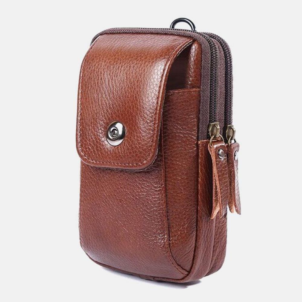 Männer Echtes Leder Retro Business Wasserdicht Hängende 6.3 Zoll Handytasche Gürteltasche