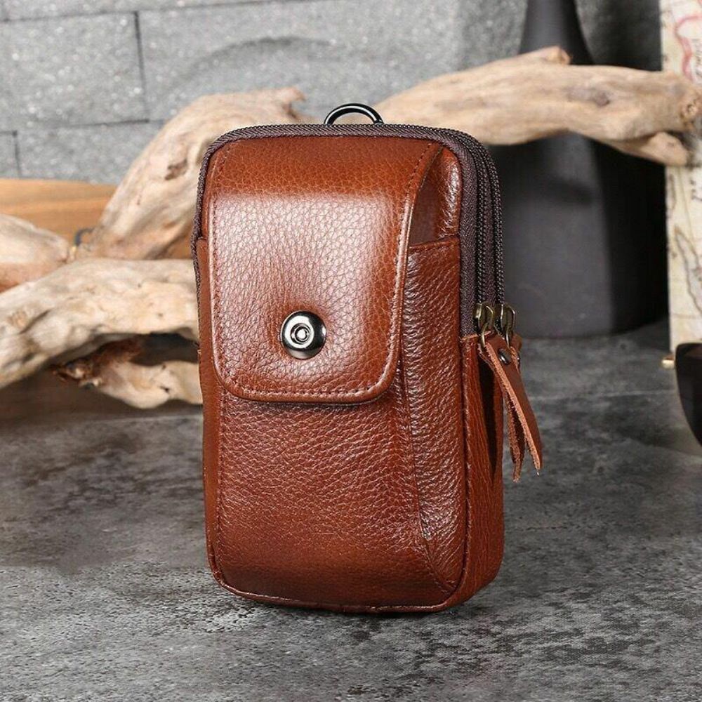 Männer Echtes Leder Retro Business Wasserdicht Hängende 6.3 Zoll Handytasche Gürteltasche