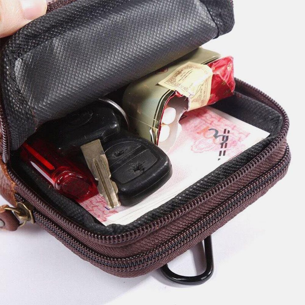 Männer Echtes Leder Retro Business Wasserdicht Hängende 6.3 Zoll Handytasche Gürteltasche