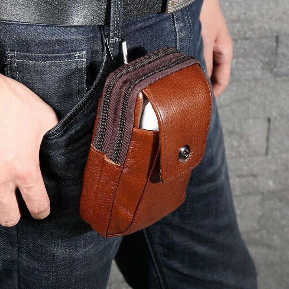 Männer Echtes Leder Retro Business Wasserdicht Hängende 6.3 Zoll Handytasche Gürteltasche