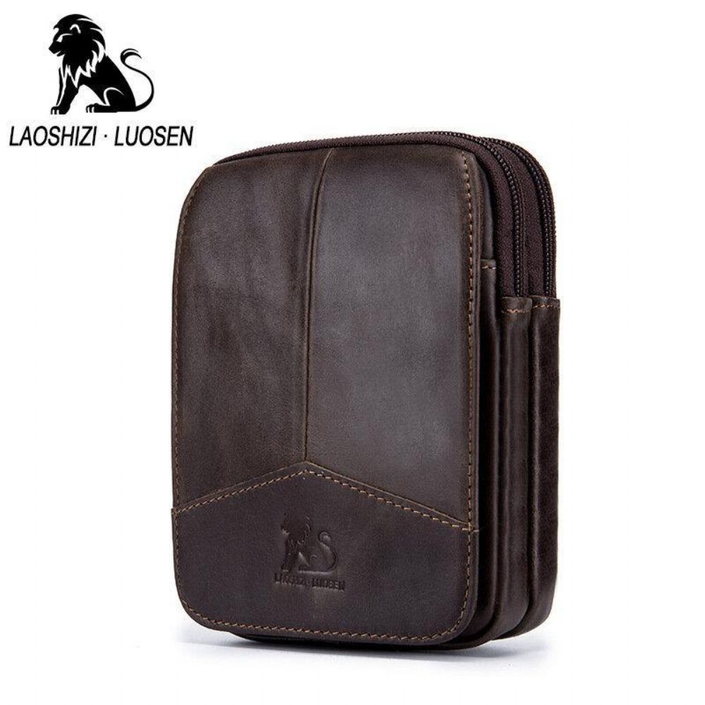 Männer Echtes Leder Retro Outdoor 6.5 Zoll Handytasche Gürtel Handfreie Gürteltasche