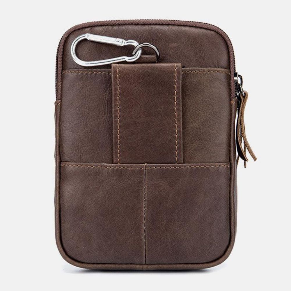 Männer Echtes Leder Retro Outdoor 6.5 Zoll Handytasche Gürtel Handfreie Gürteltasche